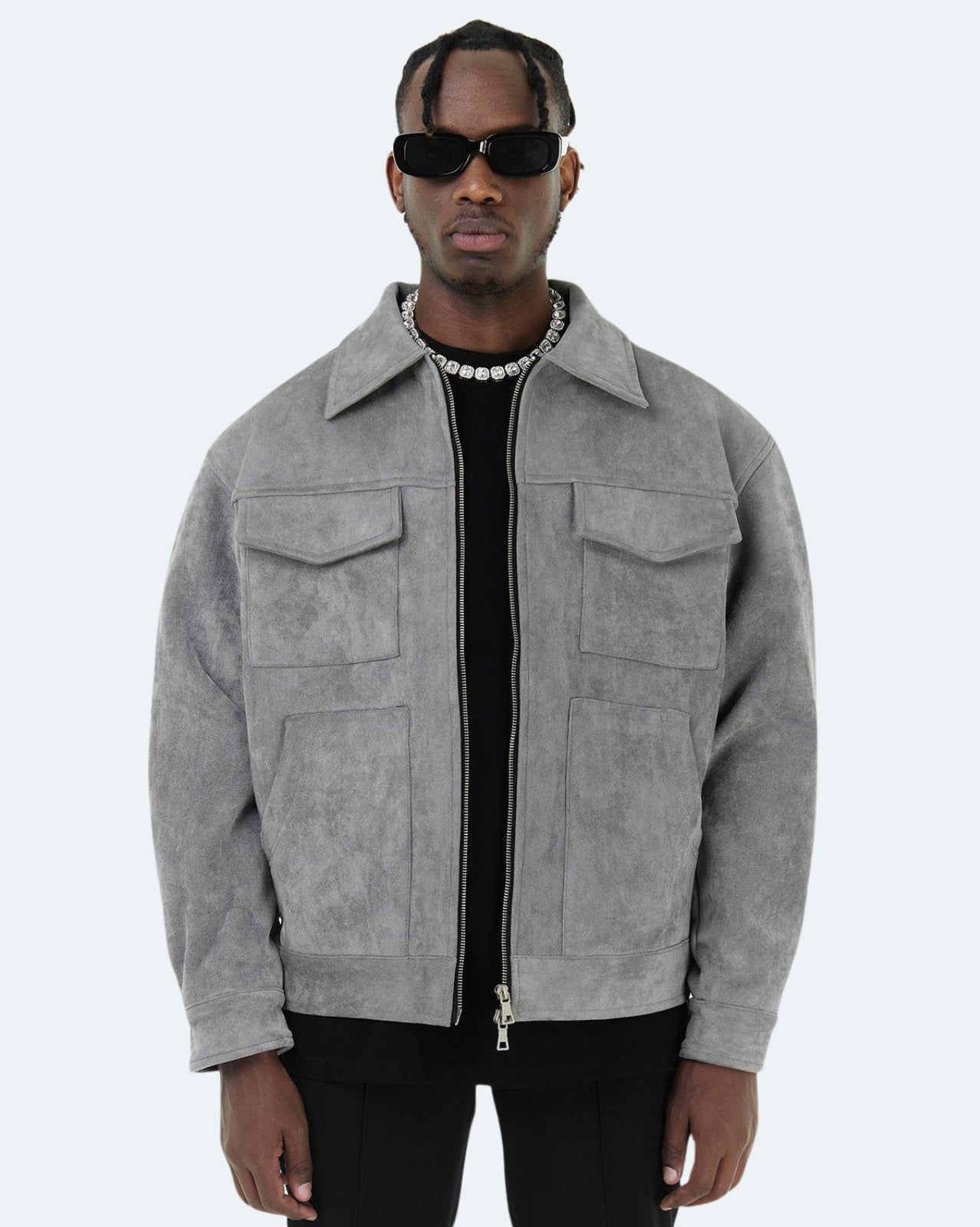 Luxury Suede Jacket - Gray, Black