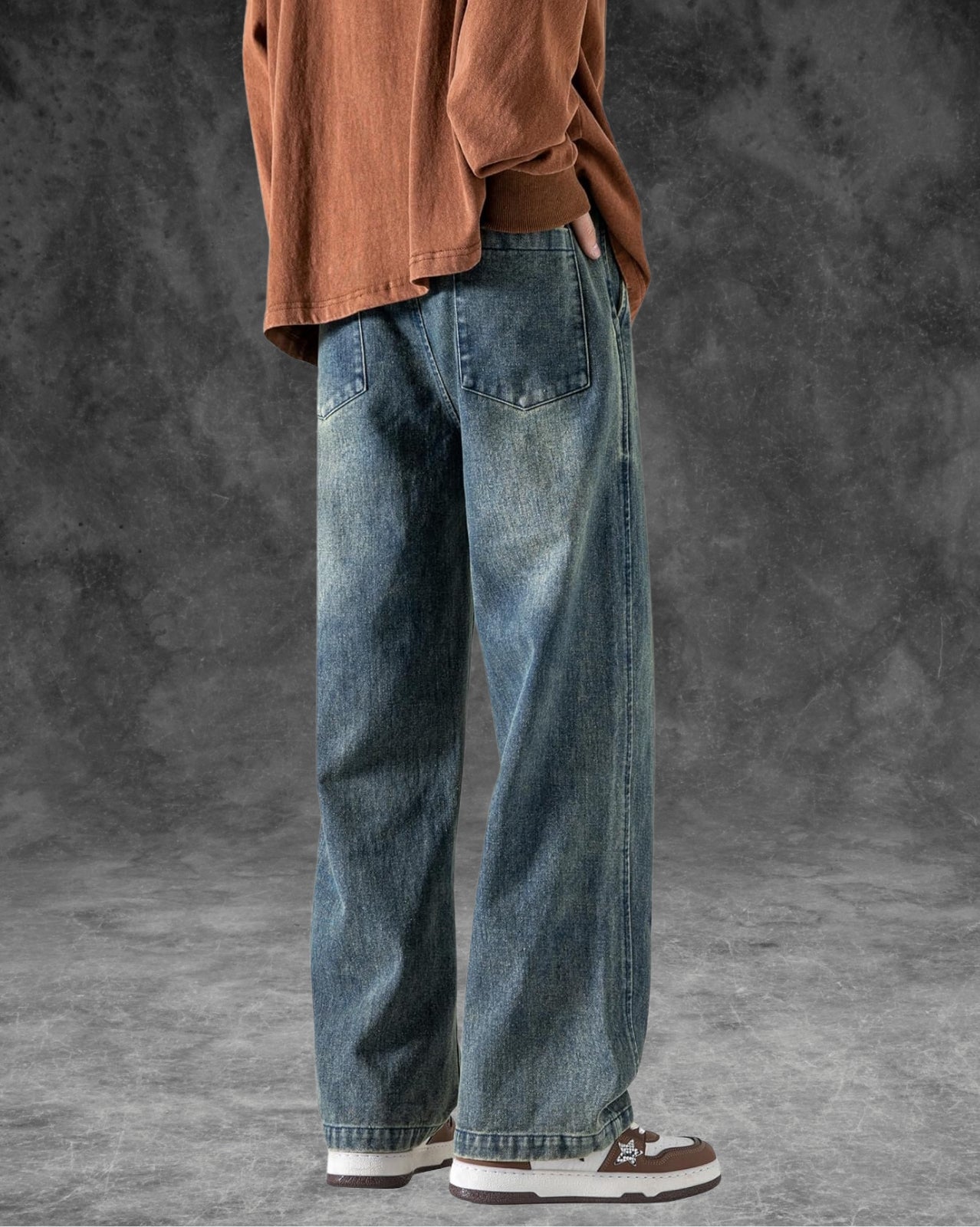Faded Drawstring Jeans