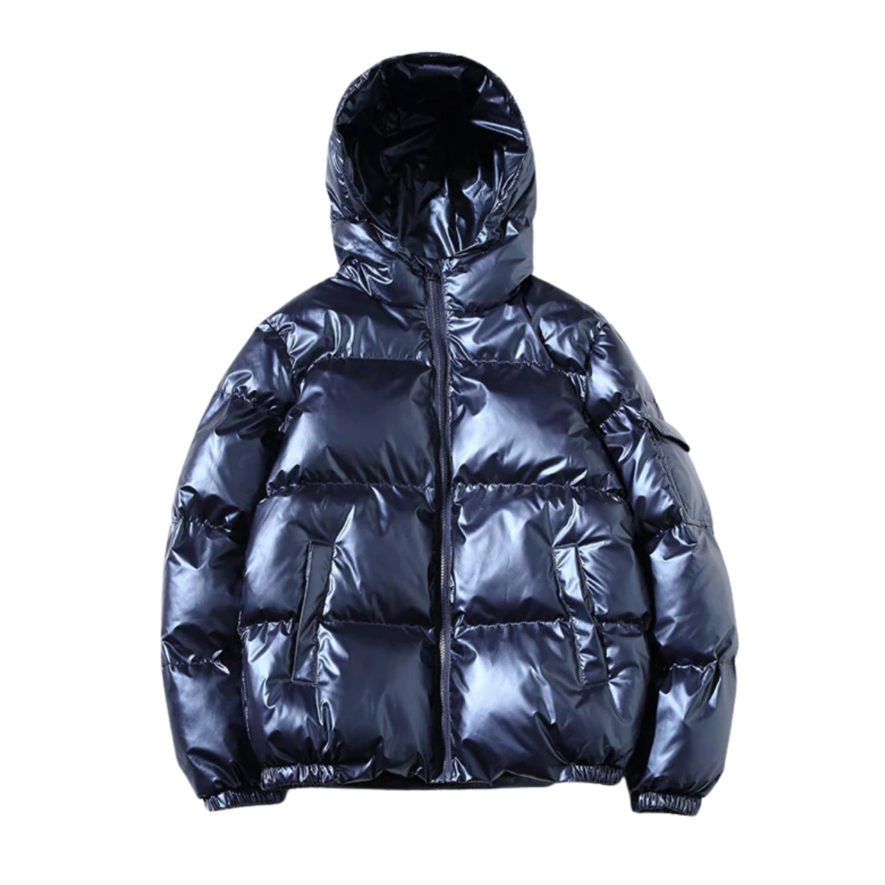 Shiny Cotton Jacket - Black & Blue