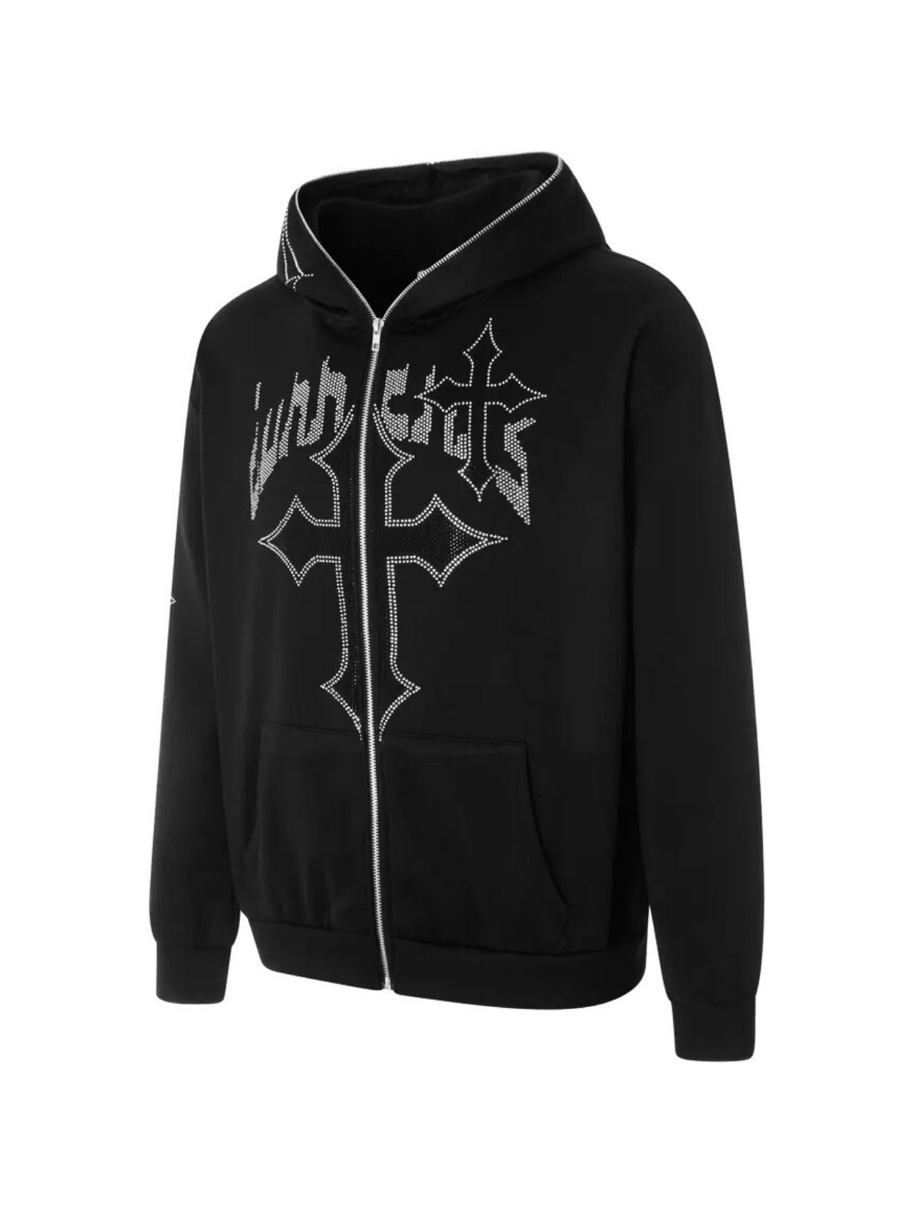 Rhinestone Zip Hoodie