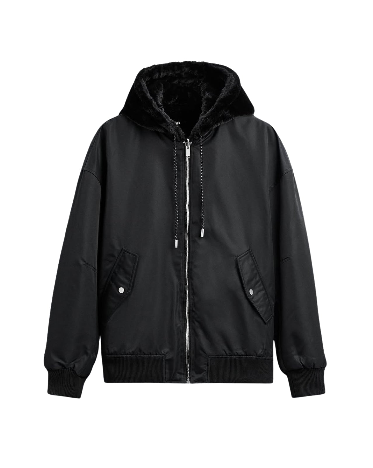 Elegant Fleece Jacket - Black, Gray