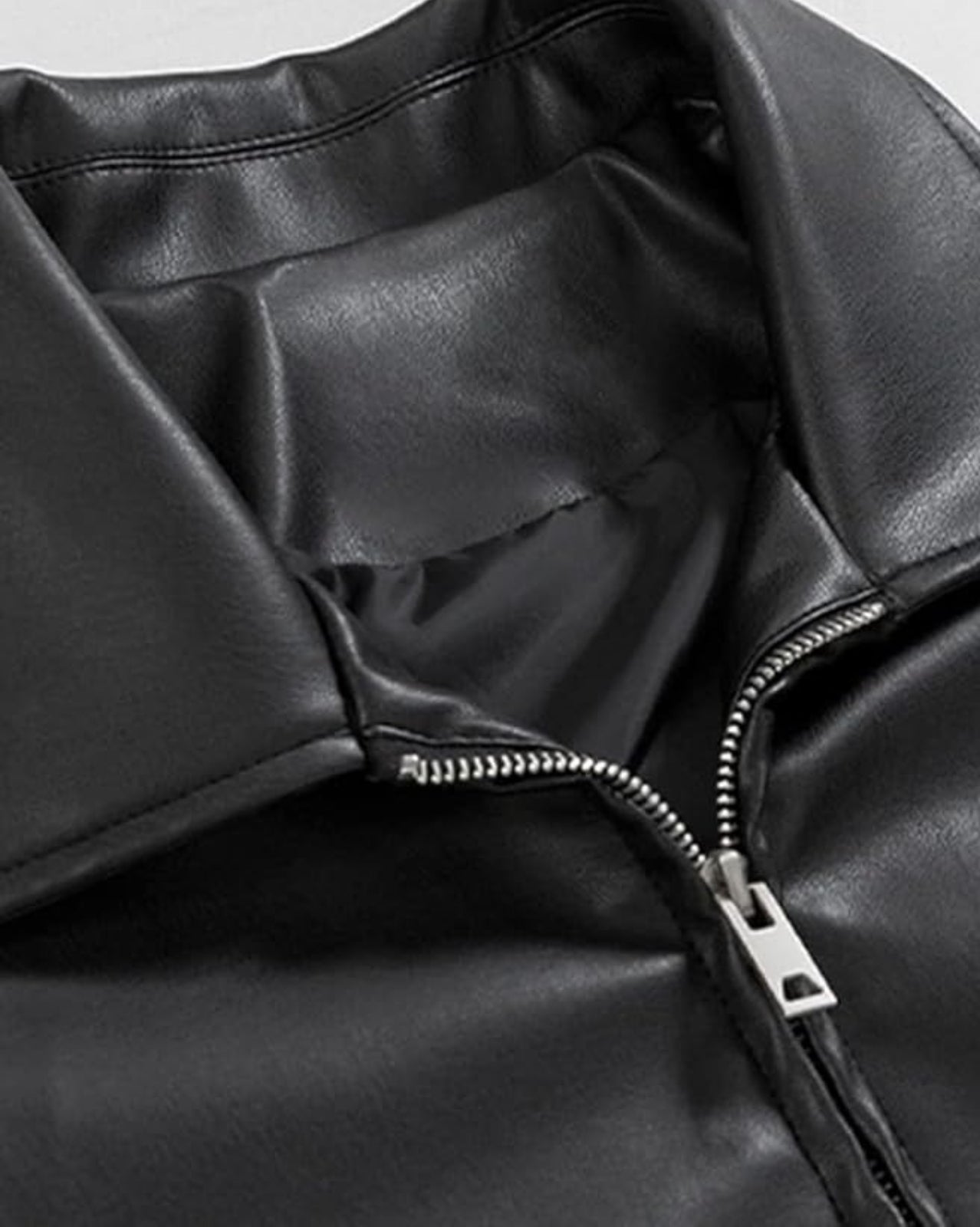 Oversize Leather Jacket - Black