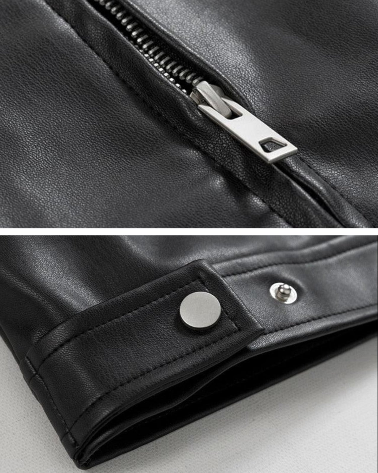 Oversize Leather Jacket - Black