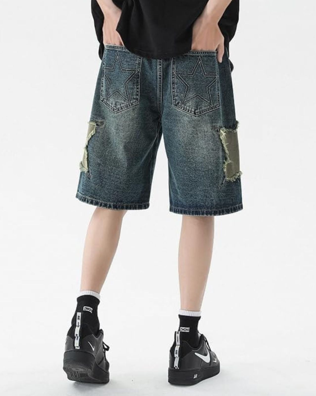 Star Patch Denim Shorts