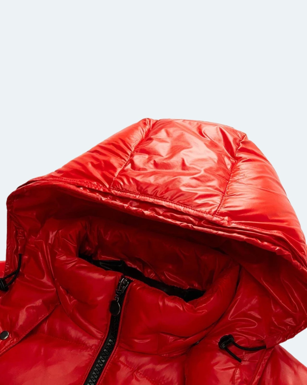 Shiny Puffer Jacket - Red & Black