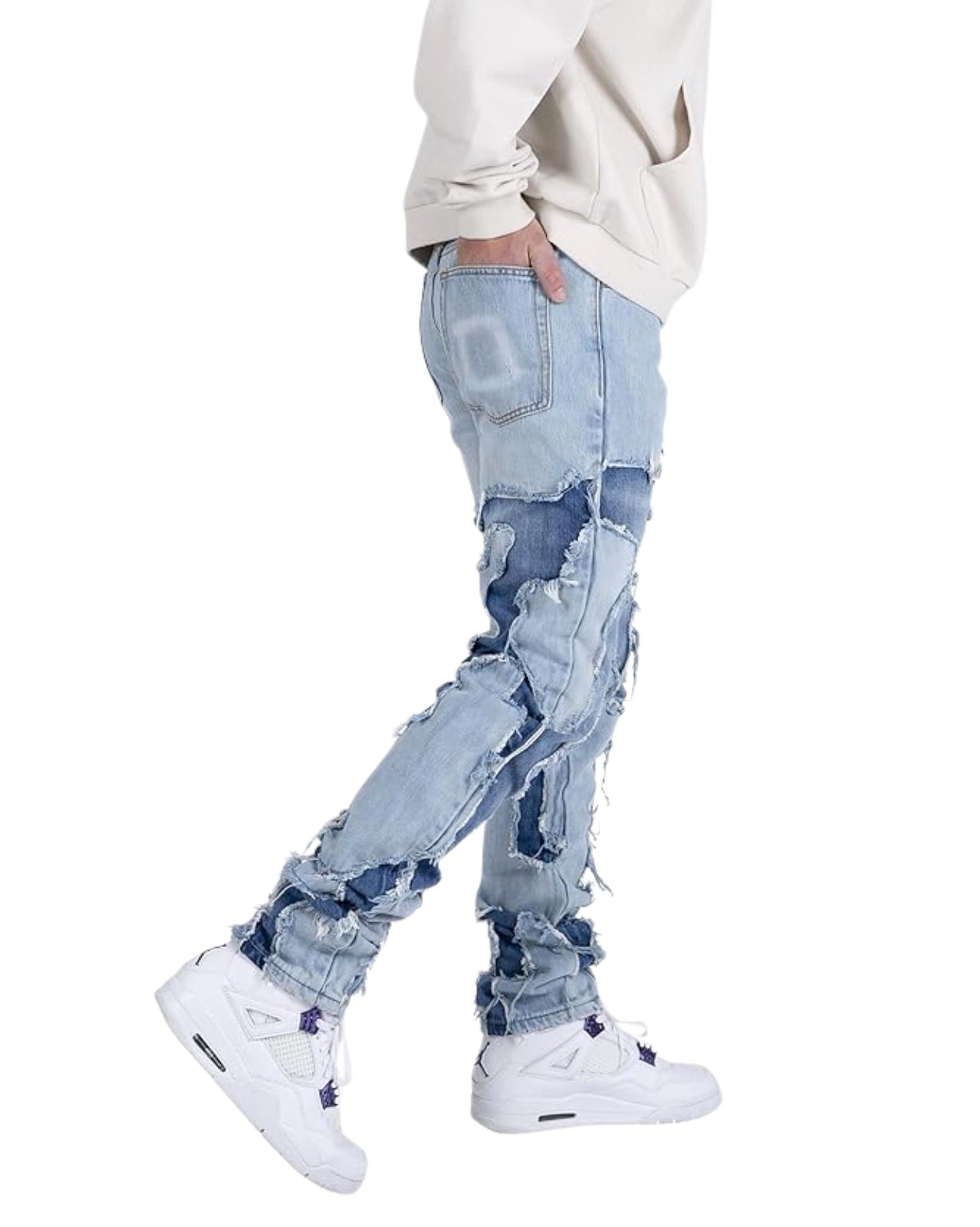 Frayed Patchwork Jeans