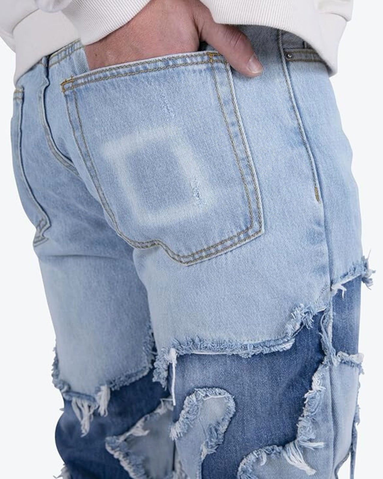Frayed Patchwork Jeans
