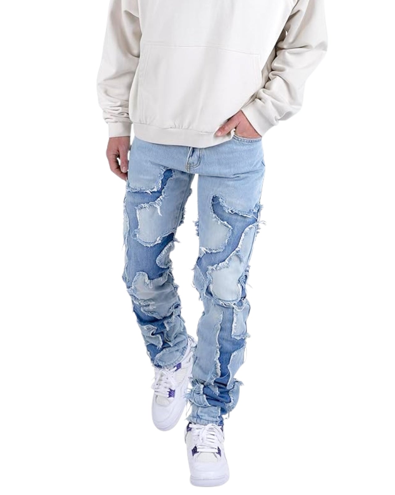 Frayed Patchwork Jeans