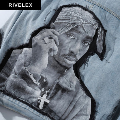 Thug Life Denim Jacket - Blue, Black