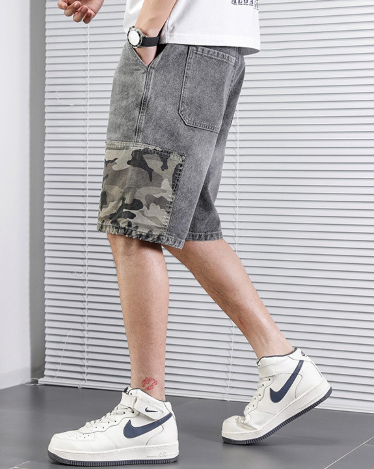 Camouflage Denim Shorts