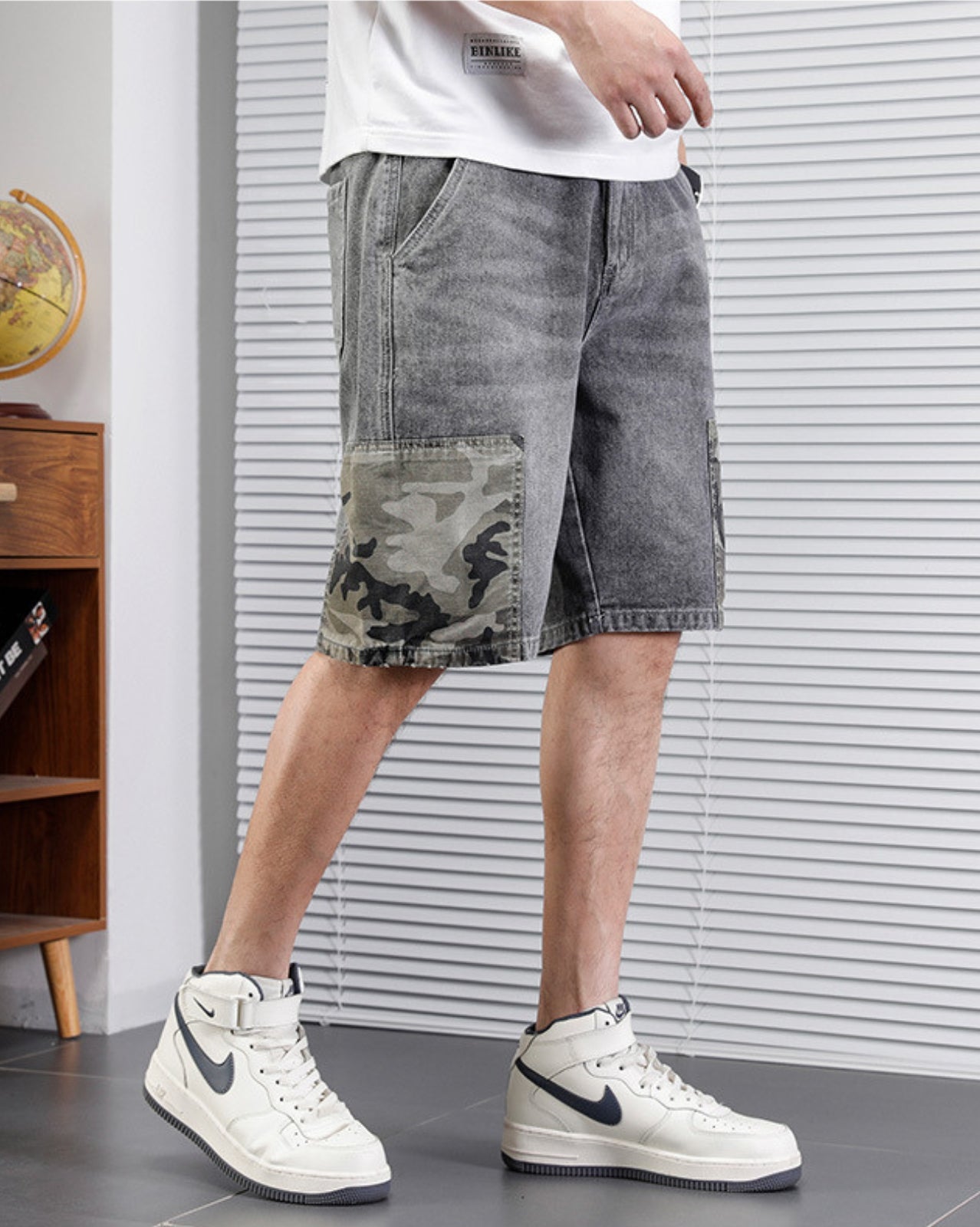 Camouflage Denim Shorts