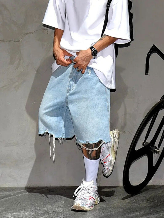 Fray Hem Denim Shorts