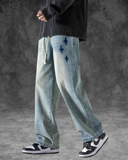 Faded Drawstring Jeans