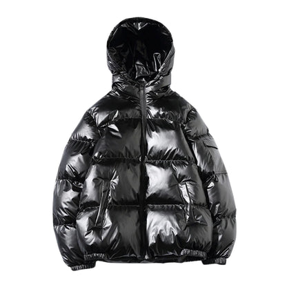 Shiny Cotton Jacket - Black & Blue