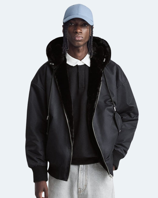 Elegant Fleece Jacket - Black, Gray