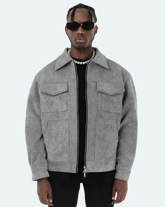 Luxury Suede Jacket - Gray, Black