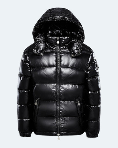 Shiny Puffer Jacket - Black & Red