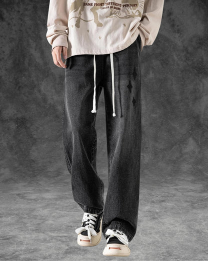 Faded Drawstring Jeans