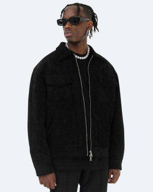 Luxury Suede Jacket - Black, Gray