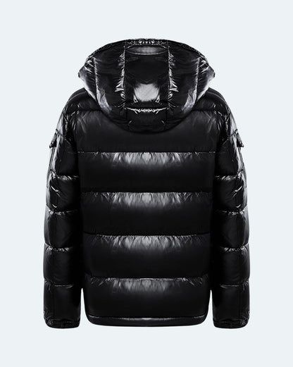 Shiny Puffer Jacket - Black & Red