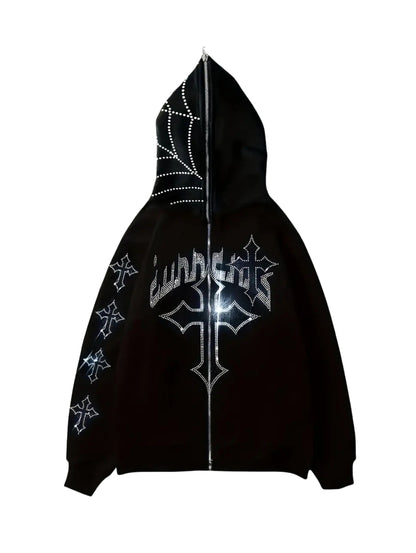 Rhinestone Zip Hoodie