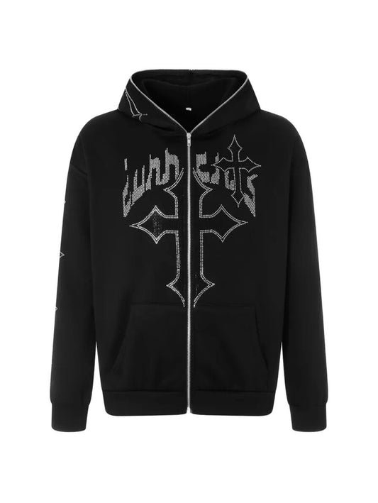 Rhinestone Zip Hoodie