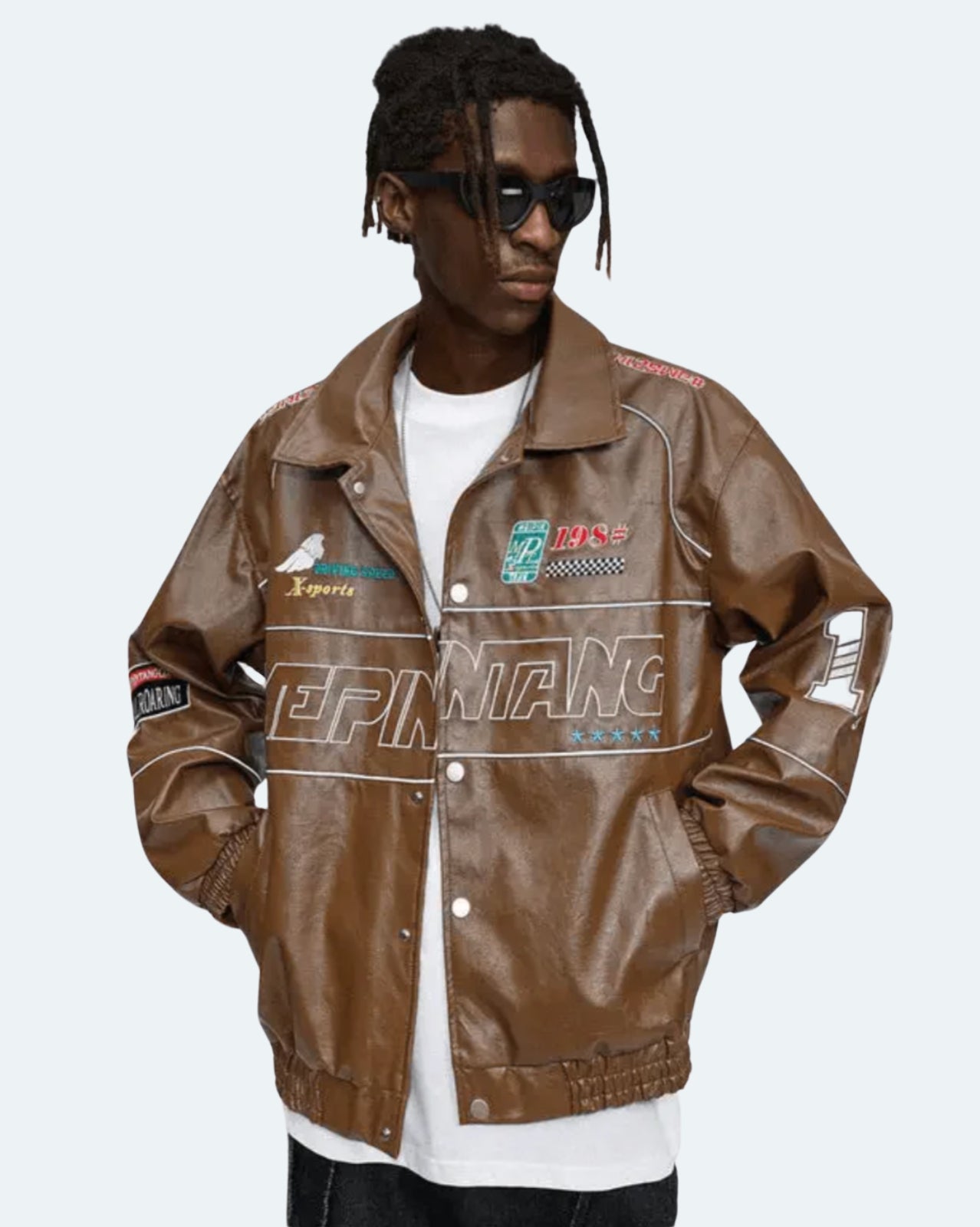 Racing Jacket - Brown, Black, White