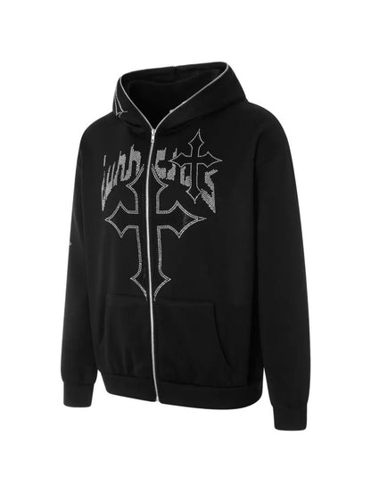 Rhinestone Zip Hoodie
