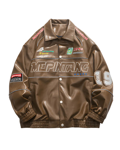 Racing Jacket - Brown, Black, White