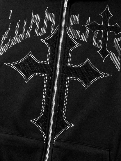 Rhinestone Zip Hoodie
