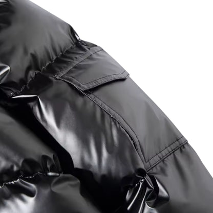 Shiny Cotton Jacket - Black & Blue