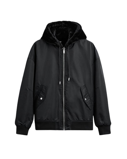Elegant Fleece Jacket - Black, Gray