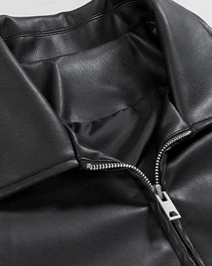 Oversize Leather Jacket - Black