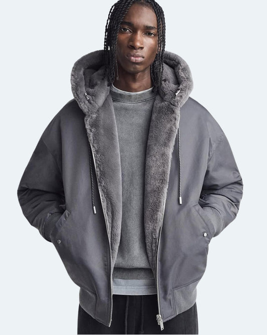 Elegant Fleece Jacket - Gray, Black