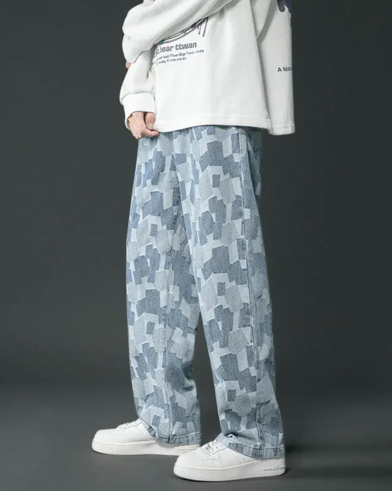 Checkered Denim Jeans