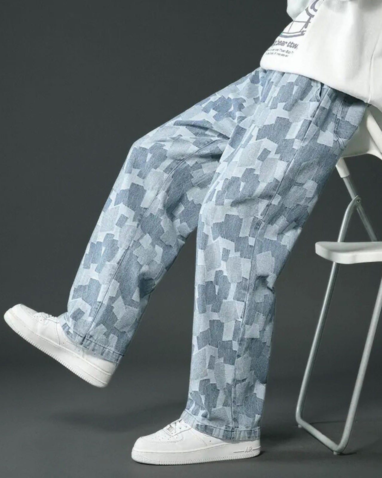 Checkered Denim Jeans