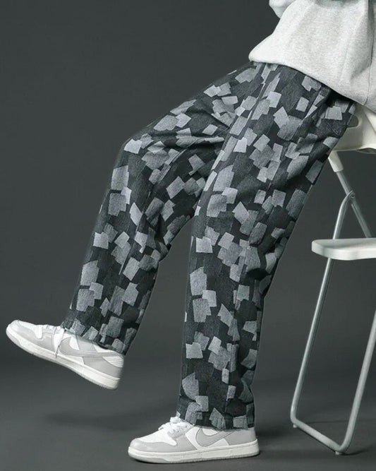 Checkered Denim Jeans