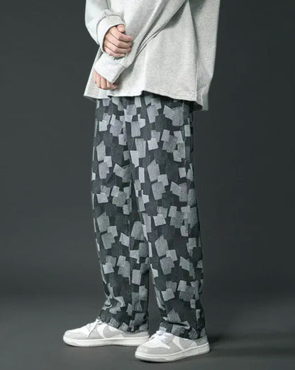 Checkered Denim Jeans