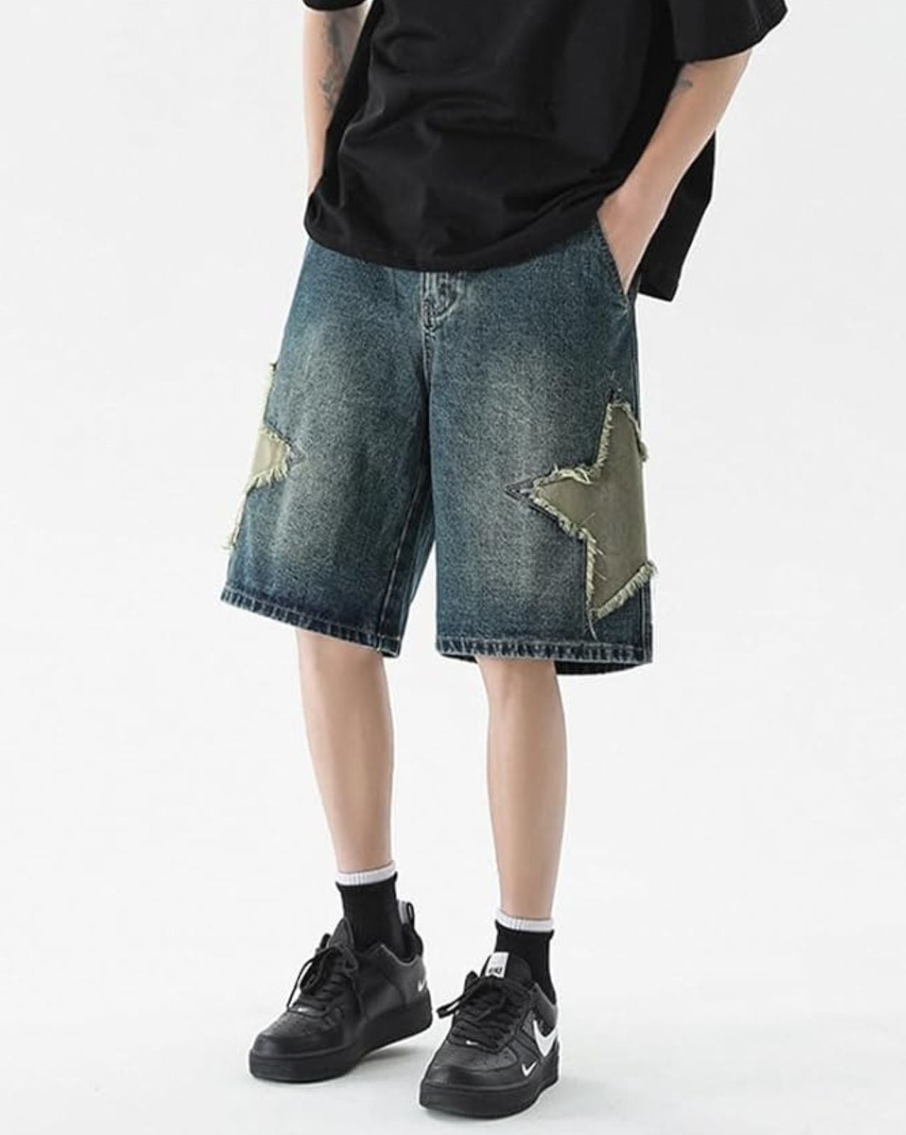 Star Patch Denim Shorts
