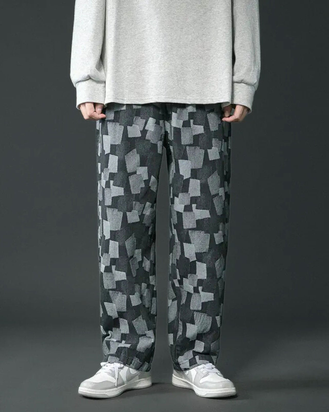 Checkered Denim Jeans