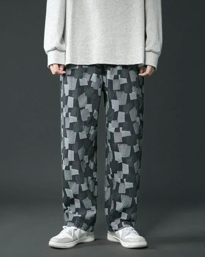 Checkered Denim Jeans
