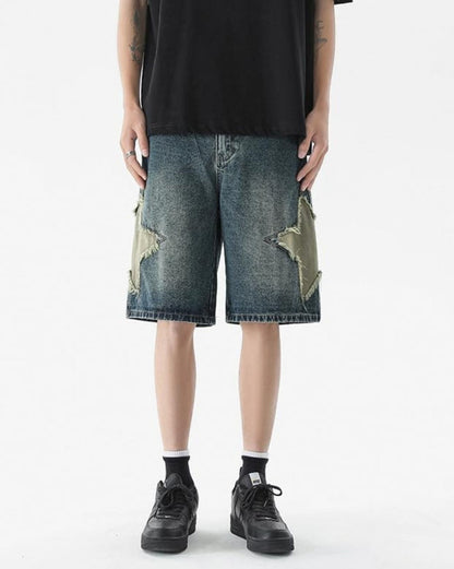 Star Patch Denim Shorts