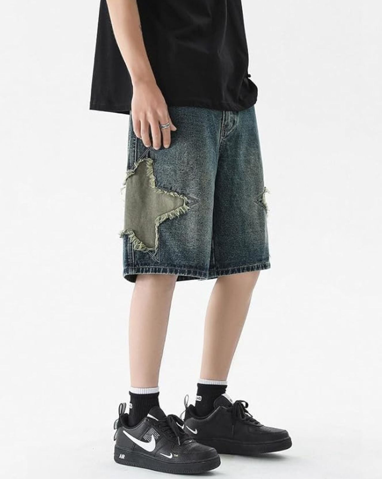 Star Patch Denim Shorts