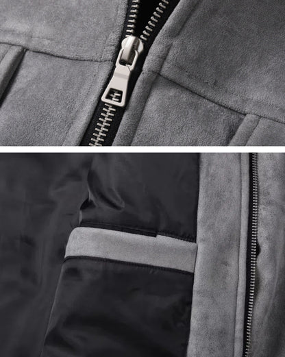 Luxury Suede Jacket - Gray, Black