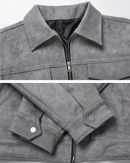 Luxury Suede Jacket - Gray, Black