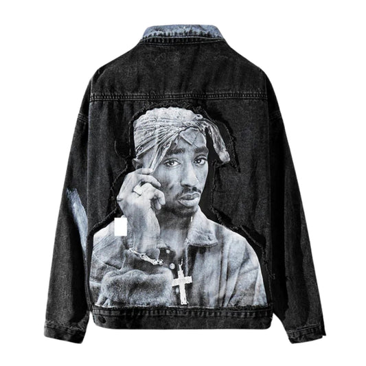 Thug Life Denim Jacket - Black, Blue