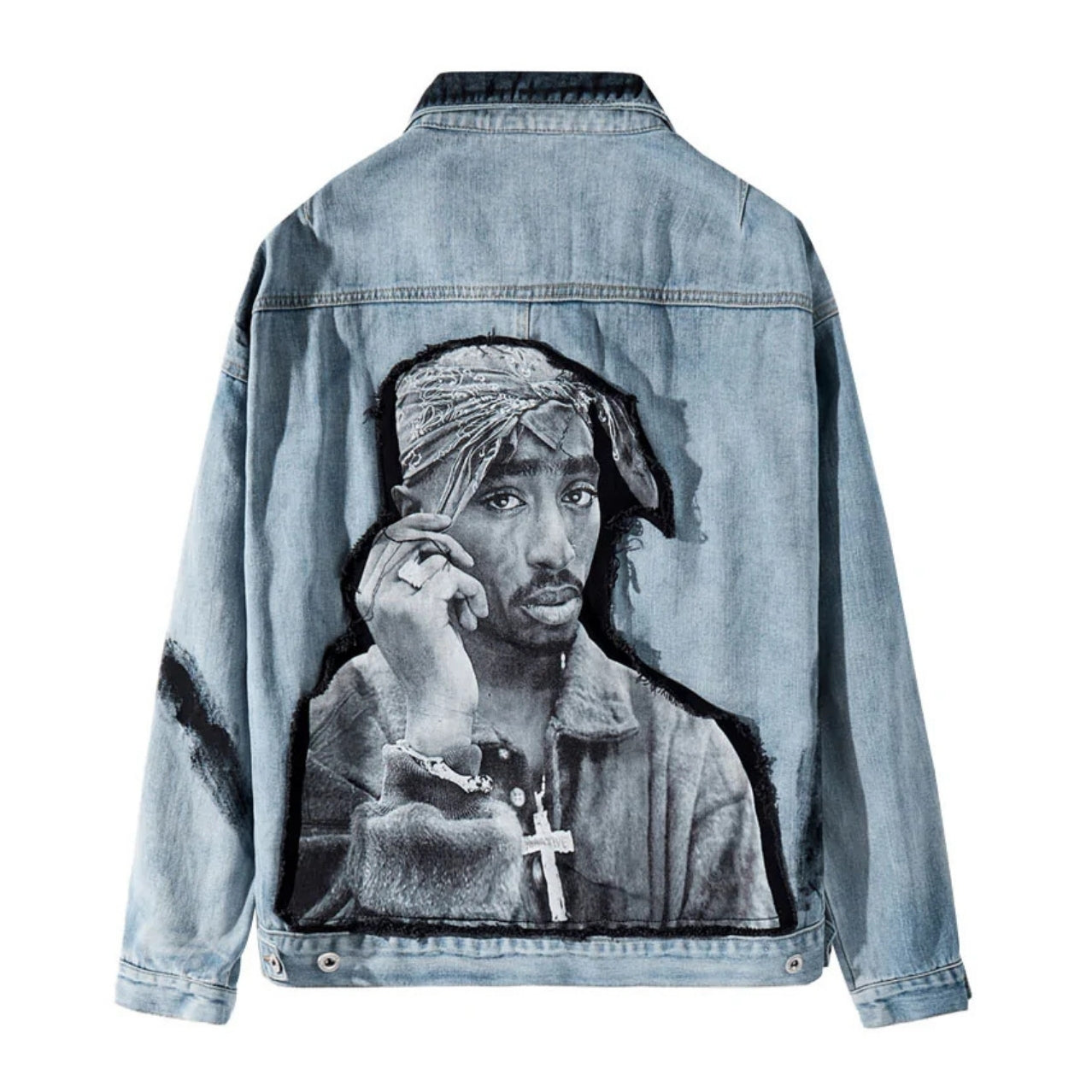 Thug Life Denim Jacket - Blue, Black