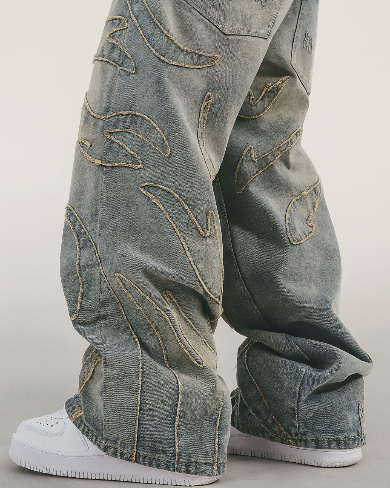 Flame Stitch Denim Jeans