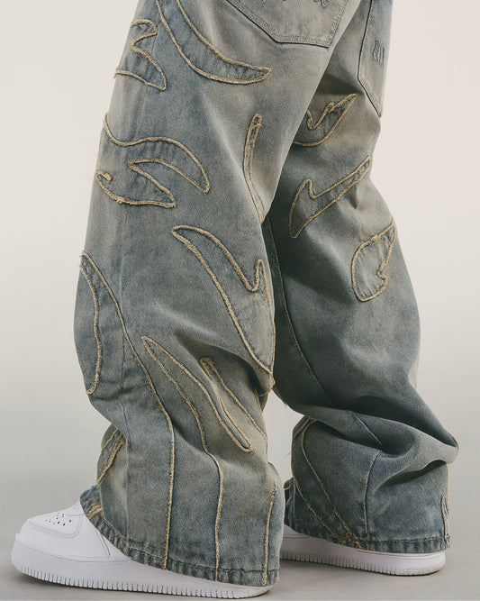 Flame Stitch Denim Jeans