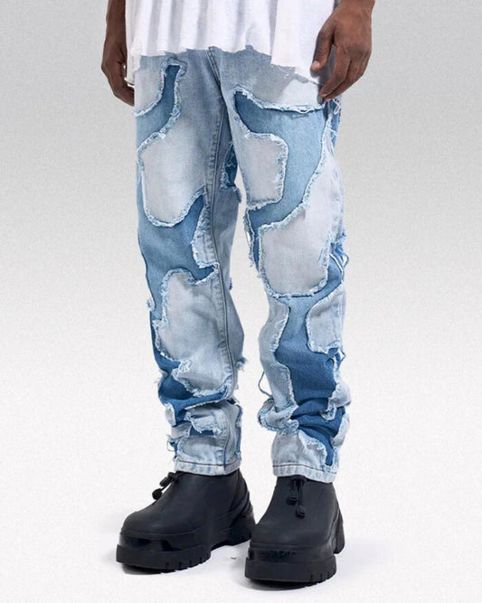 Frayed Patchwork Jeans